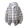 2026 Nueva Camisa de Manga Larga a Cuadros Transfronteriza para Hombre, Moda Tendencia Casual Holgada con Capucha para Hombre