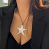 Collar con colgante de estrella de cinco puntas dulce y cool transfronterizo de Europa y Estados Unidos, personalidad retro exagerado, collar de estrella de mar para mujer al por mayor