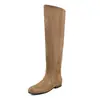 Nuevas Botas Largas de Estilo Coreano para Otoño/Invierno 2026, Botas Altas hasta la Rodilla de Punta Redonda para Mujer, Botas de Gamuza con Pliegues para Pantorrilla Ancha