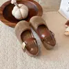 Sapatos Infantis Estilo Coreano 2026 Primavera/Outono Retrô Versátil Solado Macio Birken Sapatos Individuais para Meninas Tira Estampa de Leopardo Sapatos Mary Jane de Couro