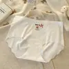 Pantaletas de Hielo de Seda Sin Costuras para Mujer, Cintura Media, 100% Algodón, Antibacterianas 10A, Entrepierna Extendida, Estilo Británico Oso Pequeño Piel de Leche, Venta al por Mayor para Niñas