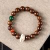 Pulseira de Contas de Madeira de Sândalo Dourado Natural, Artesanato em Buxo, Pulseira de Sândalo Verde Estilo Antigo, Atacado de Acessórios para Mãos