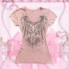 Al por mayor Europeo y Americano Exportación Transfronteriza Nueva Camiseta de Manga Corta para Mujer con Estampado Redonda Verano Modelo Aliexpress