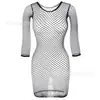 Body de Malla Transparente Sexy con Tirantes, Atractivo Calcetines Calados con Abertura en la Entrepierna W735 Negro Seda