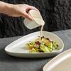 Plato de Ensalada con Forma Especial de Guijarro Plato Occidental para Bistec Vajilla de Cerámica para Hotel Restaurante Plato de Concepción Artística Presentación con Taza para Salsa