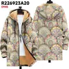 Chaqueta de Estilo Nuevo con Elementos de Patrón Multicolor Cremallera B36 Cardigan con Capucha Abrigo de Algodón Polar Engrosado de Invierno con Forro Amarillo