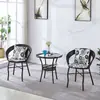 Silla de Ratán Juego de Tres Piezas Mesa de Café Pequeña para Balcón Combinación de Mesa y Silla Respaldo Individual Sencilla Casual Exterior Patio Silla de Ratán