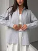 Comercio Electrónico Transfronterizo OZON Europeo y Americano 2026 Primavera y Otoño Nueva Chaqueta Cardigan de Manga Larga Camisa de Rayas con Solapa para Mujer Ropa de Mujer