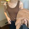 Chaleco Caliente de Terciopelo Estilo Coreano Dongdaemun para Mujer, Forro de Felpa, Engrosado, Ropa Interior Térmica, Camiseta Base Versátil para Mujer