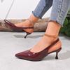 Sandalias de Tacón Alto para Mujer de Talla Grande Europeas y Americanas de Verano 2025 para Comercio Exterior Transfronterizo con Puntera Puntiaguda, Baotou y Diseño de Tira Única Vacía de Color Sólido