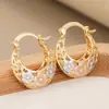 Aretes Frescos y Naturales Estilo Coreano Bosque para Mujer, Accesorios de Flor Mate Pintados al Óleo Tricolor, Aretes de Dama Suave