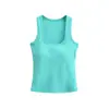 Regata Básica Simples com Decote U e Bojo no Peito, Novo Estilo de Verão, Top Base Sexy Slim Fit Curto Liso