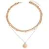 Collar Largo al por Mayor Transfronterizo Europeo y Americano Ojo del Diablo Colgante Redondo Cadena para Mujer Otoño e Invierno Capas Cadena para Clavícula Incrustada de Diamantes