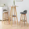 Mesa de Bar Doméstica Mesa Redonda Pequena Cadeira Simples para Varanda Café Banqueta Alta Combinação Pernas de Madeira Maciça Nórdico Loja de Chá com Leite