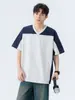 Moderna Nueva Camiseta Casual de Verano de Manga Corta en Bloques de Color de 250g Versátil Holgada para Hombres y Mujeres Parejas