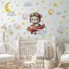 Br3363F Nuevo Oso de Dibujos Animados Piloto Pegatina de Pared Autoadhesiva Habitación de Niños Habitación Infantil Pegatina Decorativa Popular Transfronteriza