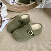 Zapatos Birkenstock Retro Feos Lindos Peludos para Mujer 2026 Otoño Nueva Llegada Hebilla de Cuero Suela Suave Persona Perezosa Punta Cerrada Sandalias Slip-on