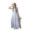 Vestido Chaleco Floral sin Mangas Estilo Francés para Mujer, Nuevo Estilo de Verano, Estilo Suave, de Cintura Alta, Adelgazante, Estilo Bosque, Vestido Largo que Reduce la Edad