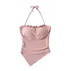 1401-Top Sexy sin Mangas Ajustado Estilo Europeo y Americano para Mujer 2025 Nueva Moda Moda Chica Caliente Top Tubo con Tirantes