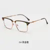Nuevo Marco de Gafas de Media Montura de Fibra de Carbono Tr90 con Línea de Ceja Negra Anti-Luz Azul Gafas de Prescripción Lisas Gafas Sin Graduación