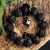 Pulsera de ébano con tallado exquisito, seis palabras mantra, sándalo morado, nube auspiciosa, cuentas de Buda, ébano, étnico retro, estilo nacional, pulsera