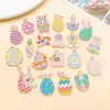 Día de Pascua Huevo Sorpresa Lindo Conejo Colgante de Aleación Pulsera DIY Llavero Accesorios para Pendientes