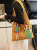 Bolsa Arcoíris Estilo Lindo y Femenino, Bolsa Tejida, Bolsa Tote de Gran Capacidad, Bolsa de Hilo de Moda para Estudiantes, Bolso de Mano y Hombro