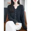 Nuevo suéter de punto para mujer estilo otoño e invierno inspirado en Chanel, cuello semiabierto, manga larga, lana fina, con bloques de color, top tipo jersey