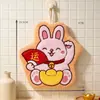 Toalla de Mano Zodiaco Atrae Riqueza Dibujo Animado Lindo Felpa de Coral Colgante Absorbente de Agua para Cocina Baño Hogar