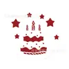 Pegatinas de Pared con Letras HBD de Fieltro Rojo Sombrero de Cumpleaños para Bebé Suministros para Arreglo de Regalo de Un Año Semana de Agarrar Accesorios para Fotos