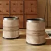 Cubo de Basura de Cuero Alto Valor Estético Hogareño Sala de Estar Lujo Ligero Gama Alta Estilo Americano Estilo Antiguo de Mediana Edad Cubo Sanitario Basura Grande para Dormitorio