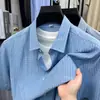Camisa de cuadros de manga corta para hombre, nuevo estilo de verano, cuello de solapa, casual de negocios, adecuada para hombres de mediana edad y jóvenes, con bolsillos, camisa sin planchar