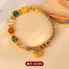 Atacado Cor Dourada Areia Dourada Cinco Vias Deus da Fortuna DIY Pulseira Tecida à Mão Xizang Popular na Internet Transmissão ao Vivo Nova Joia