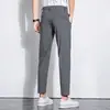 Calça Social Masculina Preta Slim Fit, Seda Ice de Alta Elasticidade, Nova Calça Social Reta Casual Masculina de Outono