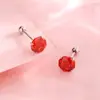 Pendientes de Tornillo de Plata Pura 999 con Circonita Corte Rosa para Mujer, Diseño Único, Versátiles, Amigables con los Oídos, Pendientes de Lujo Ligero al por Mayor