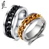 Anillo de cadena giratorio de tres colores para venta al por mayor de joyería de Amazon, estilo coreano, anillo para hombre, pulsera