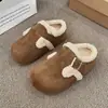 Birkenstocks para mujer con aumento de altura oculto 2026 nuevo estilo popular zapatos de algodón de invierno con felpa añadida felpa gruesa zapatillas de media punta cerradas estilo mujer
