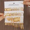 Aretes Metálicos de Venta Caliente Transfronteriza Aretes con Sentido Premium Aretes Geométricos Cuadrados Aretes Vintage de Perlas Traje 6 Pares
