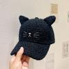 Novo Boné de Beisebol de Lã de Cordeiro com Orelhas de Gato para Mulheres, Versão Coreana de Outono e Inverno, Boné Trendy Grosso Quente Versátil Fofo com Aba de Pato