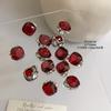 Broca Ancora Roja Acabada Broca para Uñas de Arte de Uñas Adornos Súper Flash Vaca Rojo Bola de Diamantes Rojo Año Nuevo Cristal Rojo Adorno para Uñas