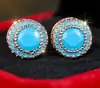 Pendientes redondos de diamantes completos con textura estilo Hong Kong transfronterizos, pendientes redondos huecos de alta gama europeos y americanos para mujer, joyería innovadora personalizada