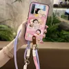 Adecuado para funda de teléfono móvil Oppo, Bolso juvenil y lindo, Carcasa blanda de silicona, Correa de dibujos animados, Dos colores, Diagonal, Pareja, Estilo nuevo