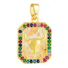 Colar de cartão de tarot quadrado transfronteiriço com pingentes de tartaruga marinha com gota de óleo, cabeça de carneiro, cabeça de touro, acessórios DIY, banhado a ouro real 18K