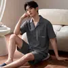 Pijama de modal para hombre de verano, manga corta, nuevo modelo 2026, conjunto casual y cómodo de cárdigan para casa, se puede usar afuera