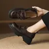 Encuentro Primero Temporada Retro Suéter de Punto Negro Mocasines para Mujer 2026 Otoño/Invierno Nuevos Zapatos de Suela Gruesa de Tacón Alto de Boca Profunda
