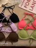 Lencería Sexy con Diseño de Tirantes para Cuello de Mujer Verano Copas Triangulares Ropa Interior Espalda Hermosa Parte Superior de Bikini Corta