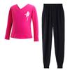 Roupa de Dança Infantil, Conjunto de Roupa de Treino de Verão, Roupa de Dança Feminina com Mangas Curtas e Decote em V, Calça Cenoura, Roupa Solta para Ginástica