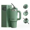 Taza de coche transfronteriza de 40 oz, taza de gran capacidad para mantener el frío, taza aislada con asa, taza de hielo para coche de acero inoxidable 304, personalizable