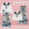 Traje de Moda Primavera y Otoño Nuevo Estilo Moda Simple Manga Larga Casual Dulce Lazo Jeans Conjunto de Dos Piezas