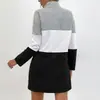 Amazon Comercio Transfronterizo Otoño 2026 Vestido Sudadera Nuevo Estilo Europeo y Americano Cremallera Cuello Alto Vestido con Retazos Negros para Mujer